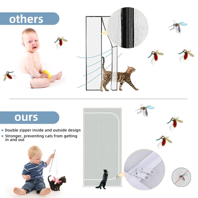 Alt view image 5 of 7 - Reinforced Cat Screen Door, Zipper Mesh Screen Door Fits 38''x 82'', Cat Resistant - For Living Room, Bedroom, Kitchen