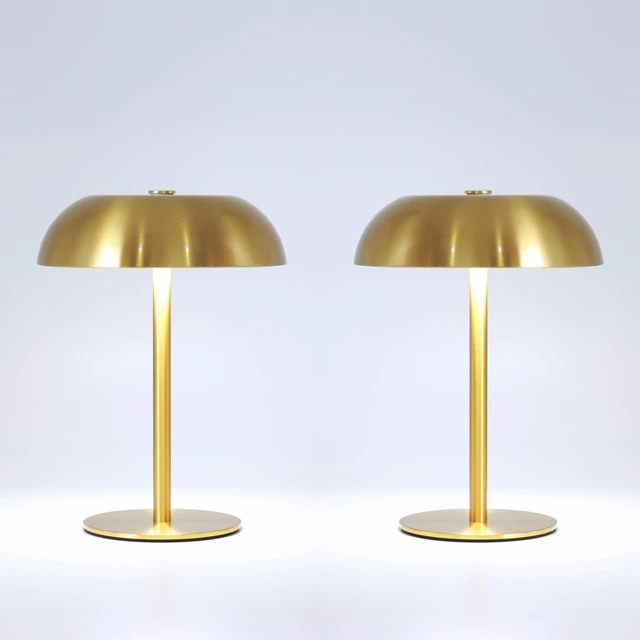 Main image of 2 Pack Cordless Mushroom Table Lamp, Rechargeable, Dimmable 3 Color, Gold Small, 8.46in, Portable, Easy to Assemble, Metal Structure, Rechargeable, Suitable for Bedroom, Café, and Bar Counter