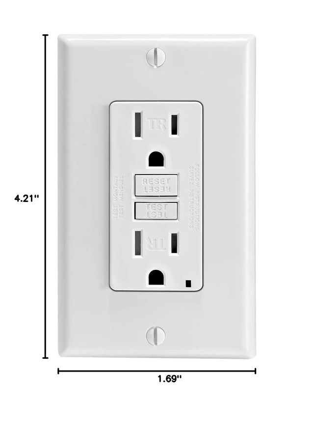 Alt view image 2 of 3 - Smartest Self-Test SmartlockPro Slim GFCI Tamper-Resistant Receptacle with LED Indicator (3 Pack), GFTR1-3W, White