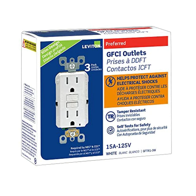 Alt view image 3 of 3 - Smartest Self-Test SmartlockPro Slim GFCI Tamper-Resistant Receptacle with LED Indicator (3 Pack), GFTR1-3W, White