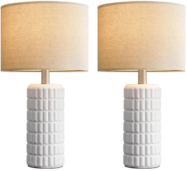 Alt view image 7 of 7 - 23" Ceramic Table Lamps Set of 2, Lamps for Bedroom, Light White Lamp for Living Room, Bedroom, Bedside, Night Stands, End Table, Desk, Farmhouse Home Decor