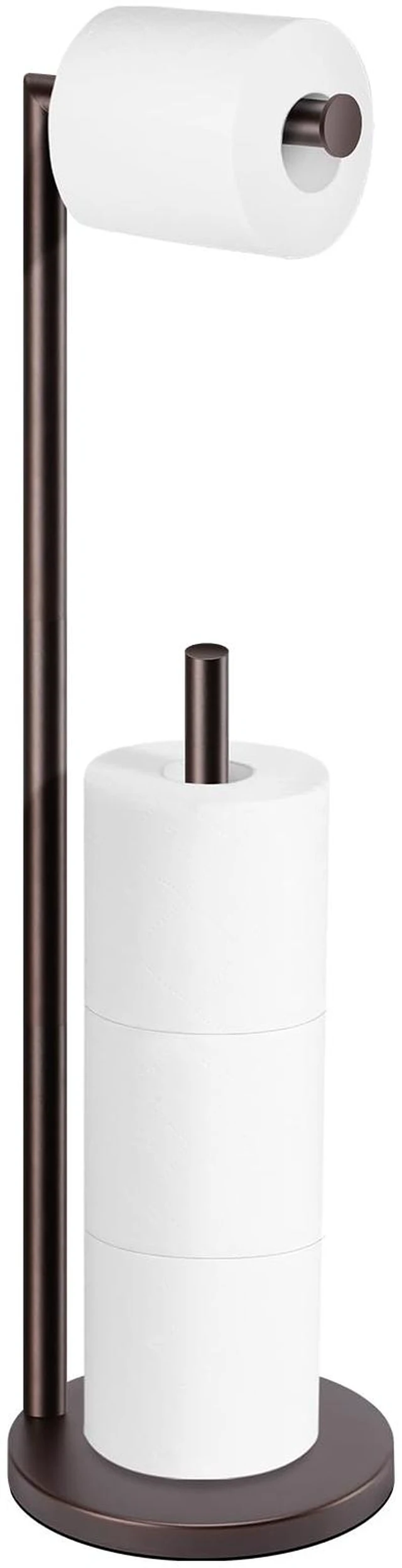 Main image of Toilet Paper Holder Stand, Bathroom Free Standing with Storage, Bronze Rustproof Toilet Paper Roll Holder for 4 Rolls,with Non-Slip Stable Base,Bathroom Organizers and Storage