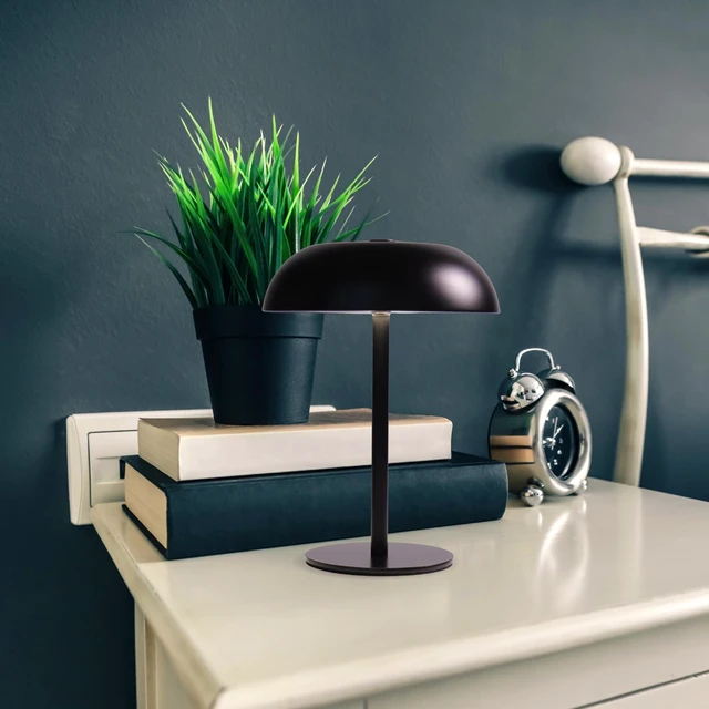 Alt view image 5 of 7 - 2 Pack Cordless Mushroom Table Lamp, Rechargeable, Dimmable 3 Color, Black Small, 8.46in, Portable, Easy to Assemble, Metal Structure, Rechargeable, Suitable for Bedroom, Café, and Bar Counter