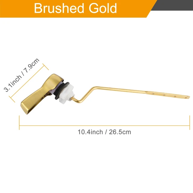 Alt view image 2 of 7 - Universal Metal Side Mount Toilet Handle Kit, Brushed Gold Solid Brass Toilet Flush Tank Lever with Stainless Steel Adjustable Flapper Chains, Side Tank Toilet Handle for Most Toilets