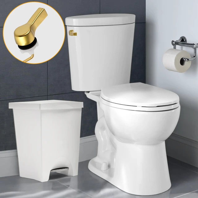 Alt view image 4 of 7 - Universal Metal Side Mount Toilet Handle Kit, Brushed Gold Solid Brass Toilet Flush Tank Lever with Stainless Steel Adjustable Flapper Chains, Side Tank Toilet Handle for Most Toilets