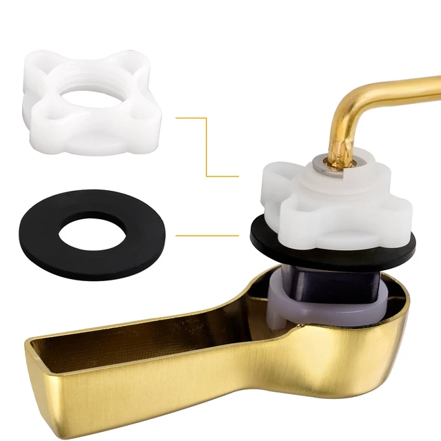 Alt view image 7 of 7 - Universal Metal Side Mount Toilet Handle Kit, Brushed Gold Solid Brass Toilet Flush Tank Lever with Stainless Steel Adjustable Flapper Chains, Side Tank Toilet Handle for Most Toilets