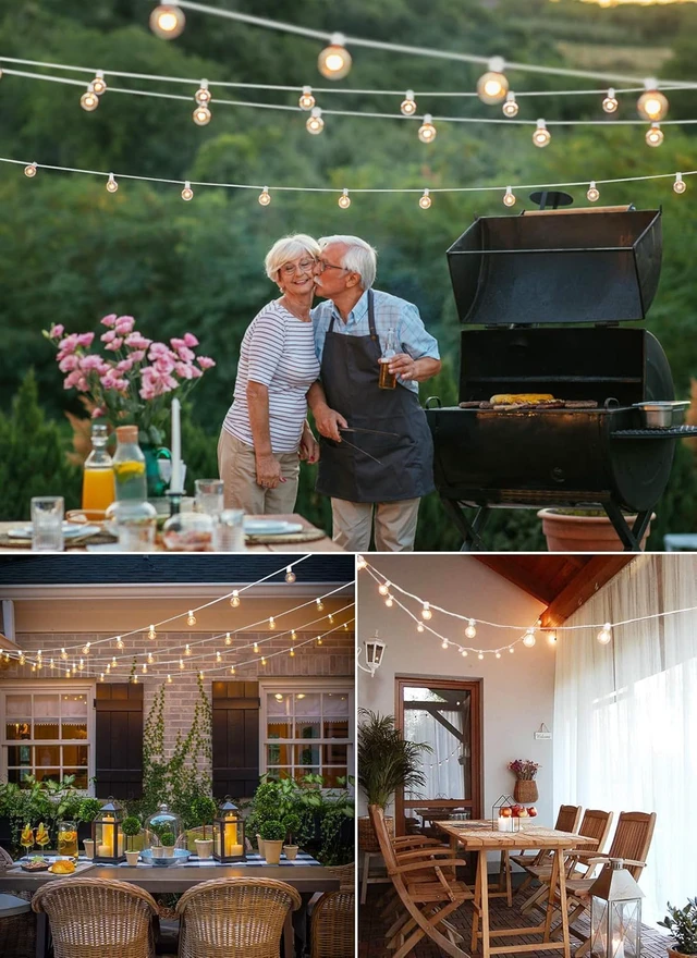 Alt view image 6 of 6 - 30 FT Outdoor String Lights - Commercial Globe Patio Lights with 30 G40 LED Shatterproof Bulbs, Waterproof Connectable Hanging Light for Backyard Bistro Porch Cafe Deck