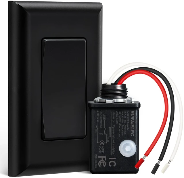 Main image of Wireless Light Switch and Receiver Kit, Black, 15A Remote Control No Wiring Required, No Interference, 100 ft Range, Expandable Wall Switch for Lamp, Ceiling Light, Fan & Outdoor Lighting