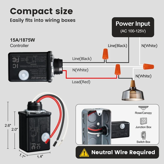Alt view image 5 of 7 - Wireless Light Switch and Receiver Kit, Black, 15A Remote Control No Wiring Required, No Interference, 100 ft Range, Expandable Wall Switch for Lamp, Ceiling Light, Fan & Outdoor Lighting