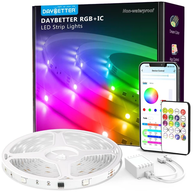 Main image of 100ft Smart IC LED Strip Lights, BGRIC LED Lights for Bedroom, DIY Multiple Colors on One Line, App Control Color Changing Strip Lighting Music Sync Home Decor(1 Roll)