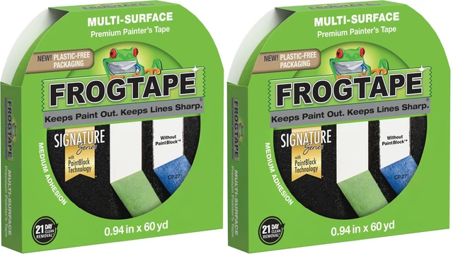 Main image of Multi-Surface Painters Tape with PAINTBLOCK, 1 Inch Wide (0.94 In. x 60 Yds), Medium Adhesion, Green, 1 Roll (Pack of 2) (1358463)