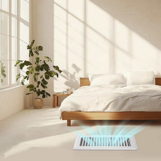 Alt view image 2 of 7 - 4x10 Floor Register, 6 Pack White Vent Covers for Home Floor, Sidewall Heavy Duty Steel Walkable Floor Vents, Quiet & Adjustable Air Vent Covers, Rust Proof Finish 4" x 10'' Floor Grates