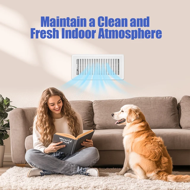 Alt view image 7 of 7 - 4x10 Floor Register, 6 Pack White Vent Covers for Home Floor, Sidewall Heavy Duty Steel Walkable Floor Vents, Quiet & Adjustable Air Vent Covers, Rust Proof Finish 4" x 10'' Floor Grates