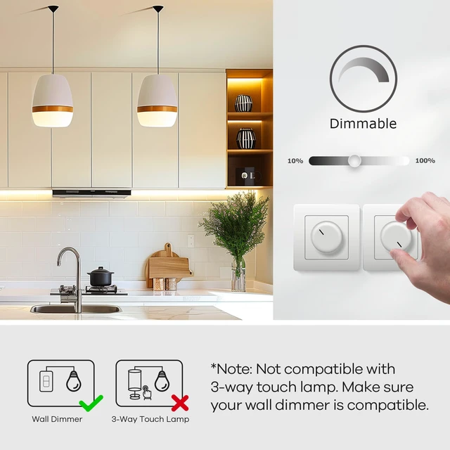 Alt view image 3 of 7 - A19 LED Light Bulbs, 60W Equivalent Dimmable Light Bulbs, 4000K Cool White, 9W 840 Lumens LED Bulbs, E26 Standard Base 120V, Lighting for Bedroom Living Room Home Office, 6 Packs