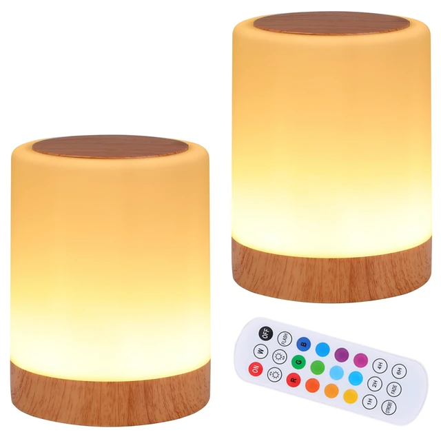 Main image of Touch Bedside Table Lamp,13 RGB Colors & 5 Brightness, USB Rechargeable Desk Lamp, Remote Control Dimmable Light with RGB Color Changing,Portable Lamp for Baby (2 Pack Brown)