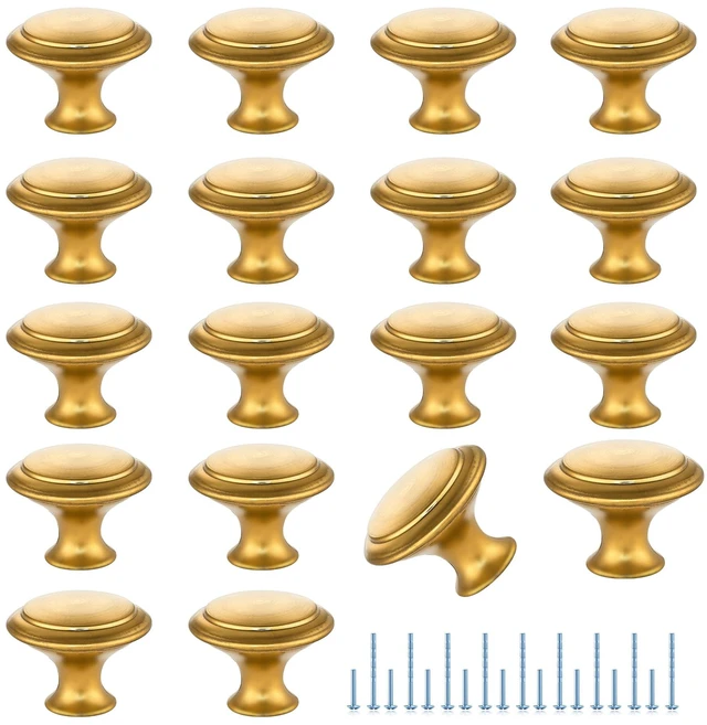 Main image of Gold Cabinet Drawer Hardware,30mm Kitchen Cabinet Knobs,30 Pack Drawer Pulls, Stainless Steel, Round Shape, Smooth Touch, with Installation Screws, for Dressers Kitchens Cupboard