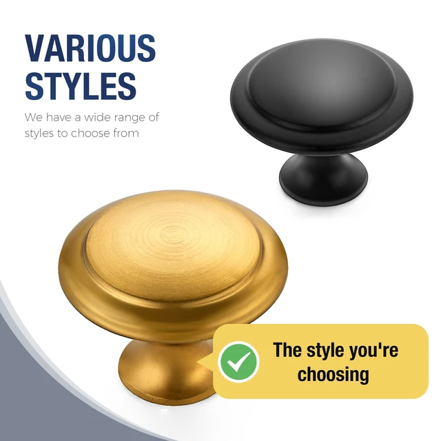 Alt view image 4 of 7 - Gold Cabinet Drawer Hardware,30mm Kitchen Cabinet Knobs,30 Pack Drawer Pulls, Stainless Steel, Round Shape, Smooth Touch, with Installation Screws, for Dressers Kitchens Cupboard