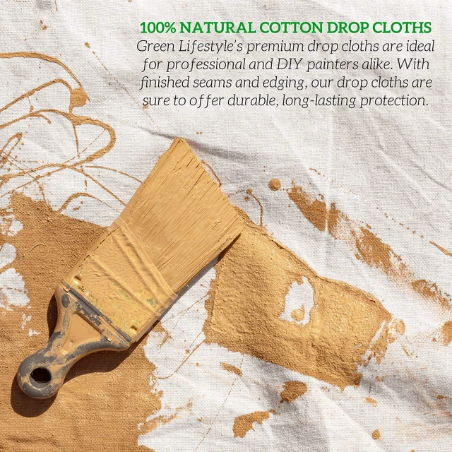 Alt view image 6 of 7 - All Purpose Canvas Drop Cloths - Drop Cloth for Painting, Floor Cover, Heavy Duty Protection for Furniture & Surfaces, Reusable Painters Canvas Tarp for Renovation (2 Pack 4x10)