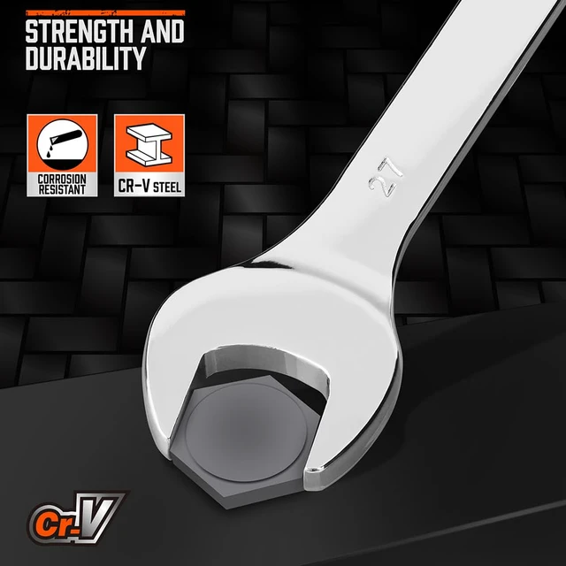 Alt view image 3 of 7 - Large Wrench Set with Rolling Pouch | Metric | 6-Piece | 23mm, 24mm, 26mm, 27mm, 30mm, 32mm | 12 Point | Chrome Vanadium Steel