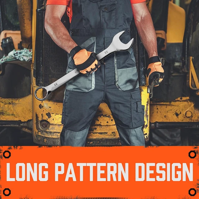 Alt view image 6 of 7 - Large Wrench Set with Rolling Pouch | Metric | 6-Piece | 23mm, 24mm, 26mm, 27mm, 30mm, 32mm | 12 Point | Chrome Vanadium Steel