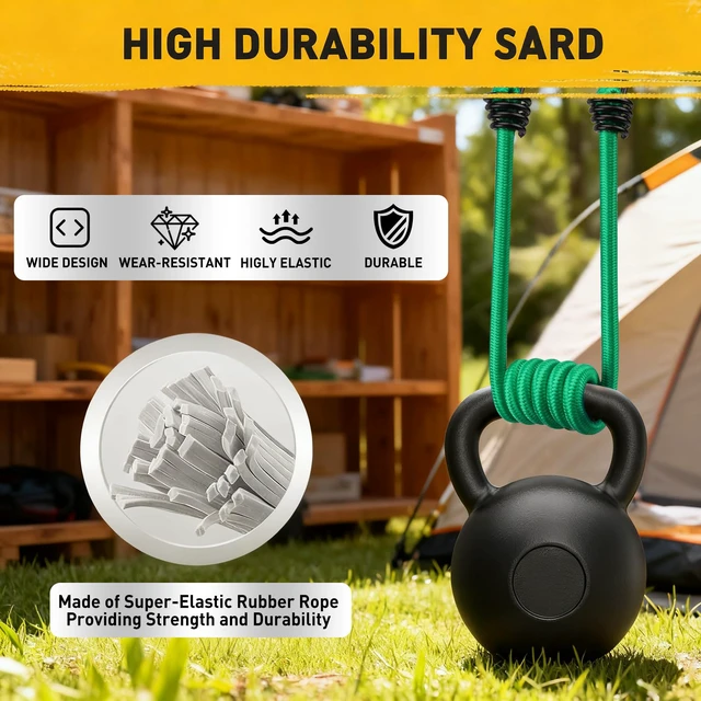 Alt view image 6 of 7 - 66-Piece Premium Bungee Cords Assortment Jar, Includes 10", 18", 24", 32", 40" Bungee Cord with Hooks, 6" Nylon Cable Ties, 8" Canopy Tarp Ball Ties and Tarp Clips