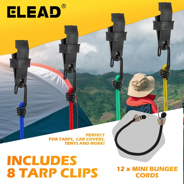 Alt view image 7 of 7 - 66-Piece Premium Bungee Cords Assortment Jar, Includes 10", 18", 24", 32", 40" Bungee Cord with Hooks, 6" Nylon Cable Ties, 8" Canopy Tarp Ball Ties and Tarp Clips
