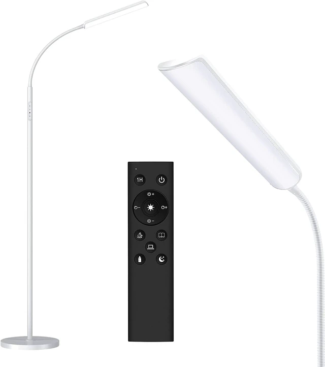 Main image of LED Floor Lamp, Stepless Adjustable 3000K-6000K Colors, White Bright 15W Floor Lamps for Living Room with 1H Timer, Reading Standing Lamp with Remote & Touch Control, Home Office