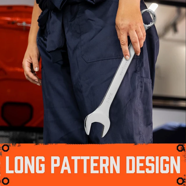 Alt view image 6 of 7 - Large Wrench Set with Rolling Pouch | SAE | 6-Piece | 15/16, 1, 1-1/16, 1-1/8, 1-3/16, 1-1/4 | 12 Point | Chrome Vanadium Steel