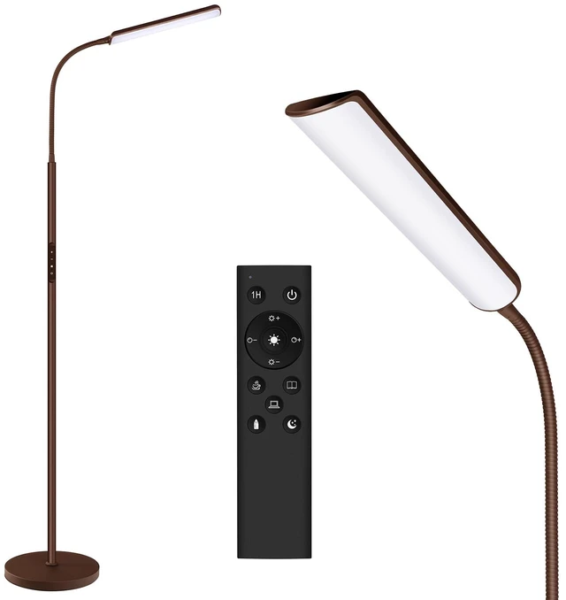 Main image of LED Floor Lamp, Stepless Adjustable 3000K-6000K Colors, Brown Bright 15W Floor Lamps for Living Room with 1H Timer, Reading Standing Lamp with Remote & Touch Control, Home Office
