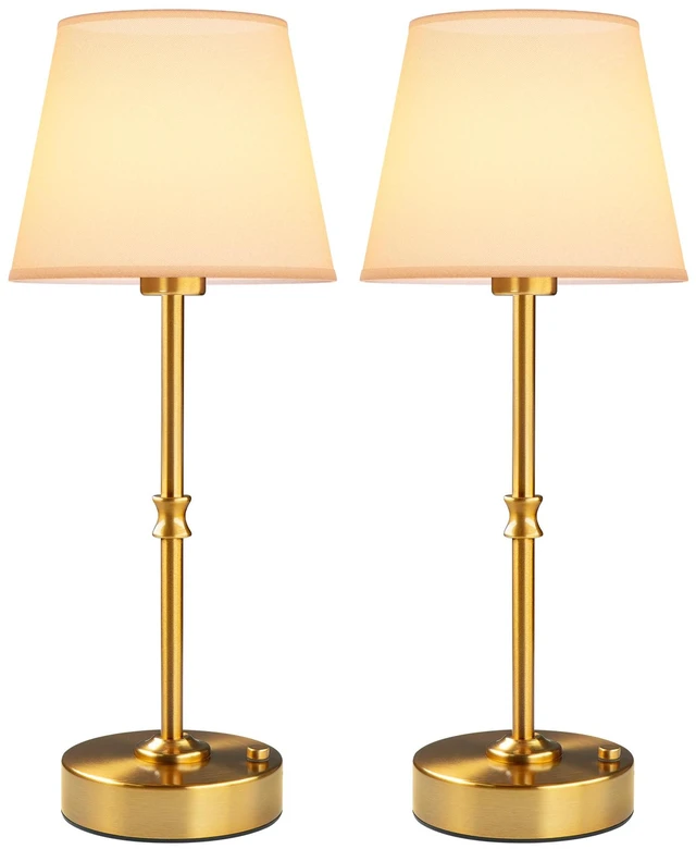 Main image of Cordless Table Lamp Rechargeable: Fast Charging & Long Lasting - 2700K Warm Light Vintage Gold Lamps for Women Housewife - Dinning Living Room Bedroom - 2 Pack