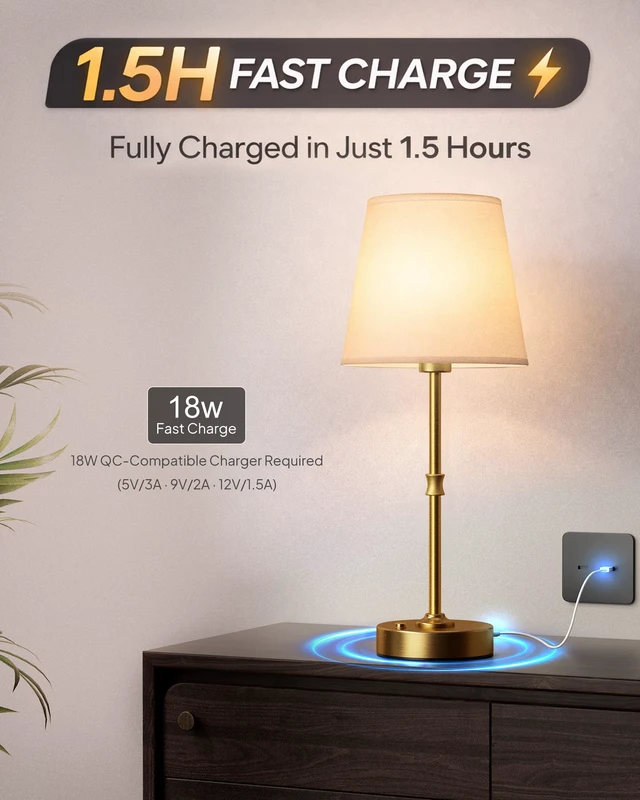 Alt view image 3 of 7 - Cordless Table Lamp Rechargeable: Fast Charging & Long Lasting - 2700K Warm Light Vintage Gold Lamps for Women Housewife - Dinning Living Room Bedroom - 2 Pack