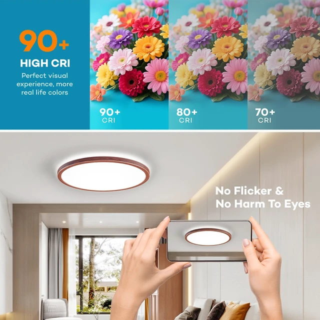 Alt view image 4 of 7 - Dimmable LED Flush Mount Ceiling Light Fixture with Remote Control, 12Inch 3000K-6500K Light Color Adjustable, Modern Ultra-Thin Ceiling Lamp for Bedroom Kitchen, Wired