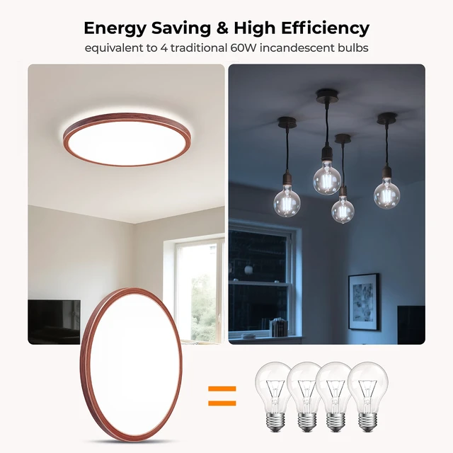 Alt view image 5 of 7 - Dimmable LED Flush Mount Ceiling Light Fixture with Remote Control, 12Inch 3000K-6500K Light Color Adjustable, Modern Ultra-Thin Ceiling Lamp for Bedroom Kitchen, Wired