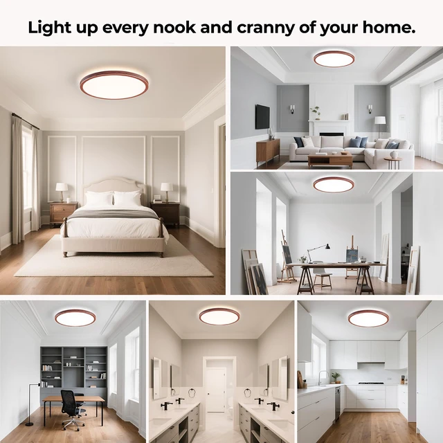 Alt view image 7 of 7 - Dimmable LED Flush Mount Ceiling Light Fixture with Remote Control, 12Inch 3000K-6500K Light Color Adjustable, Modern Ultra-Thin Ceiling Lamp for Bedroom Kitchen, Wired