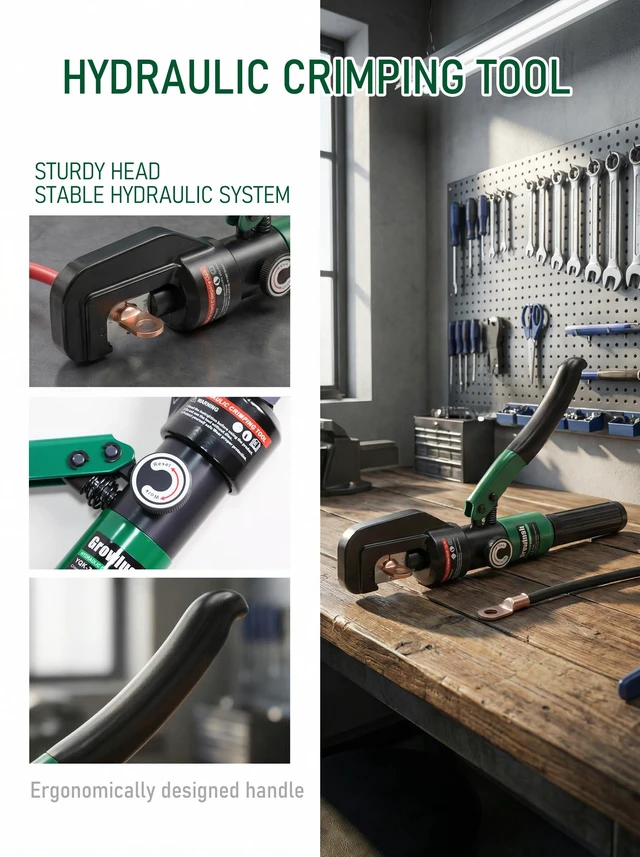 Alt view image 6 of 7 - Hydraulic Cable Crimping Tool, Battery Cable Terminal Crimper 12 AWG4/0 AWG, US Standard AWG Dies, 10-Ton Hydraulic Copper Cable Lugs Crimper for US Standard Cable 12 ga-4/0 ga