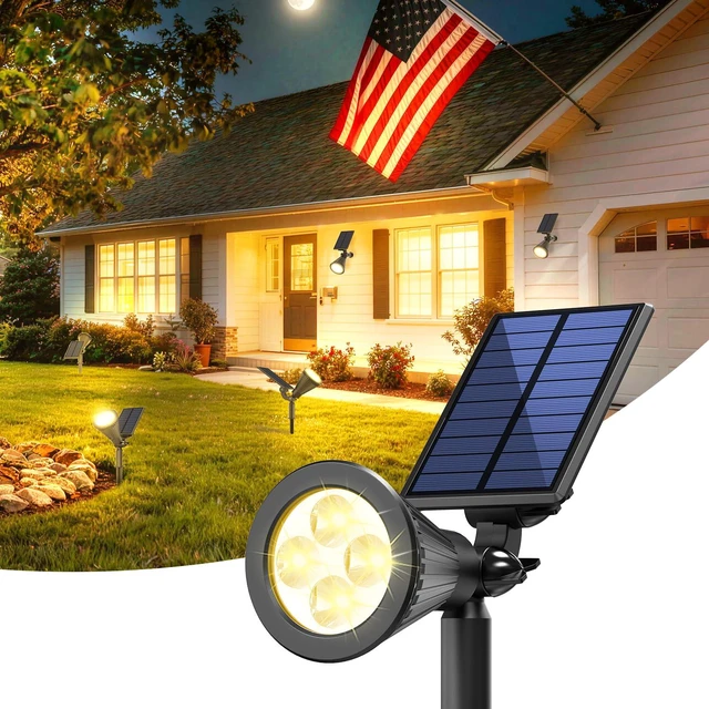 Main image of 1 Pack Solar Spot Lights Outdoor Waterproof with Focus Beam Solar SpotLights for Flag Tree, 2 Lighting Modes, Solar Landscape Lights for Yard Garden Lawn Pathway, Warm White