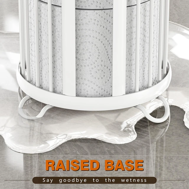 Alt view image 6 of 7 - Toilet Paper Holder Stand, Freestanding Toilet Paper Storage,White Waterproof Raised Feet,Rustproof,Fit 3 Mega Rolls,No Drilling No Assemble,Minimalistic Storage,Space-saving Renter Friendly