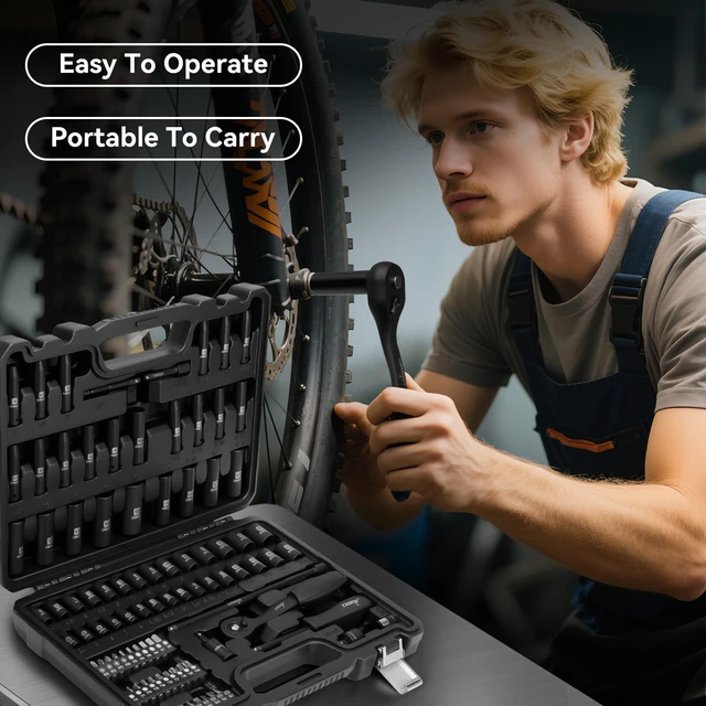 Alt view image 5 of 7 - 94 PCS 1/4" Drive Impact Socket Set Shallow & Deep Socket SAE(5/32"-9/16") & Metric(4-15mm), Torx Screwdriver Bit Set, CRV, Automotive Repair