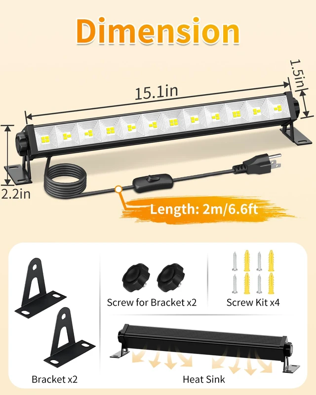 Alt view image 6 of 7 - 40W LED Shop Lights, 5400LM Plug in Garage Light, 6000K Daylight, 4 Pack 6.6FT Cord, Switch, Work Lights for Garage, Workshop, Workbench, Basement, Shed, Indoor