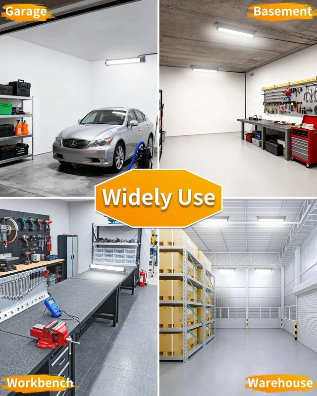 Alt view image 7 of 7 - 40W LED Shop Lights, 5400LM Plug in Garage Light, 6000K Daylight, 4 Pack 6.6FT Cord, Switch, Work Lights for Garage, Workshop, Workbench, Basement, Shed, Indoor