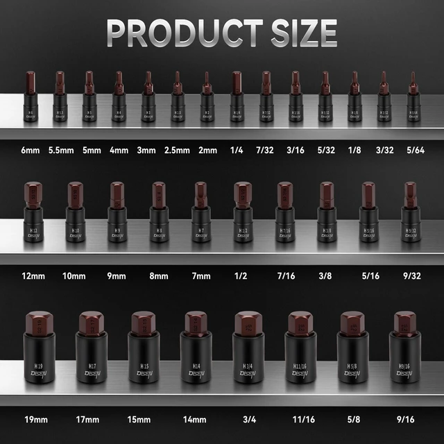 Alt view image 2 of 7 - 32-Piece HEX Bit Socket Set SAE & Metric Allen Wrench Socket Set with Enhanced Storage Case, Premium Heat Treated Chrome Vanadium Steel & S2 Alloy Steel