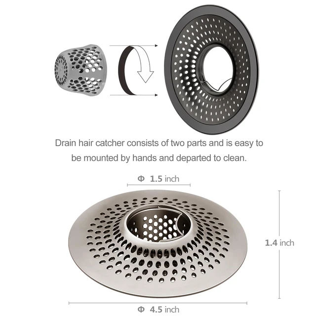 Alt view image 3 of 6 - Shower Drain Hair Catcher/Bathroom Drain Cover/Bathtub Drain Strainer/Shower Stall Drain Protector(Brushed Nickel)
