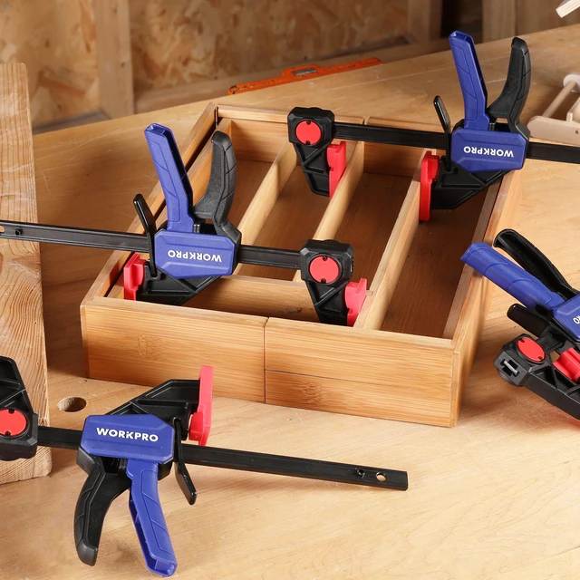 Alt view image 7 of 7 - 6" Bar Clamps for Woodworking, 150 lbs Load Limit, 4-Pack One-Handed Clamp/Spreader, Light Duty Quick-Change F Clamps for Woodworking