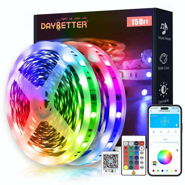 Main image of Smart RGB Led Strip Lights, 150ft Led Lights for Bedroom with App Control, Multicolor Changing Led Light Strips Apply for Home Decor, Living Room, Kitchen, Home Party Decoration
