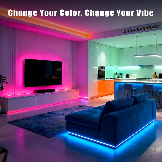 Alt view image 2 of 7 - Smart RGB Led Strip Lights, 150ft Led Lights for Bedroom with App Control, Multicolor Changing Led Light Strips Apply for Home Decor, Living Room, Kitchen, Home Party Decoration