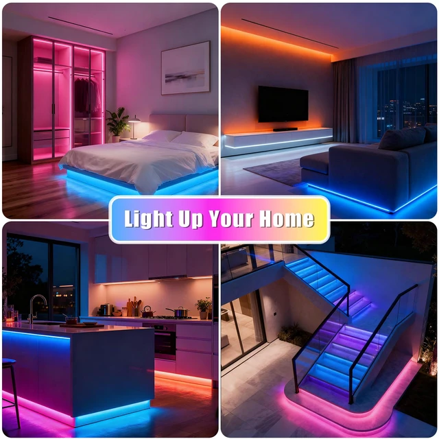 Alt view image 4 of 7 - Smart RGB Led Strip Lights, 150ft Led Lights for Bedroom with App Control, Multicolor Changing Led Light Strips Apply for Home Decor, Living Room, Kitchen, Home Party Decoration