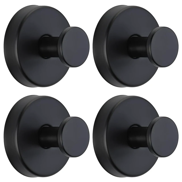 Main image of Suction Cup Hooks for Shower No-Drill Bathroom Hooks for Towels, Robes, Loofah Mountable on Bathroom Walls, Kitchen, Glass, Mirrors, Tile and Smooth,Non-Porous Surfaces (4, Matte Black)