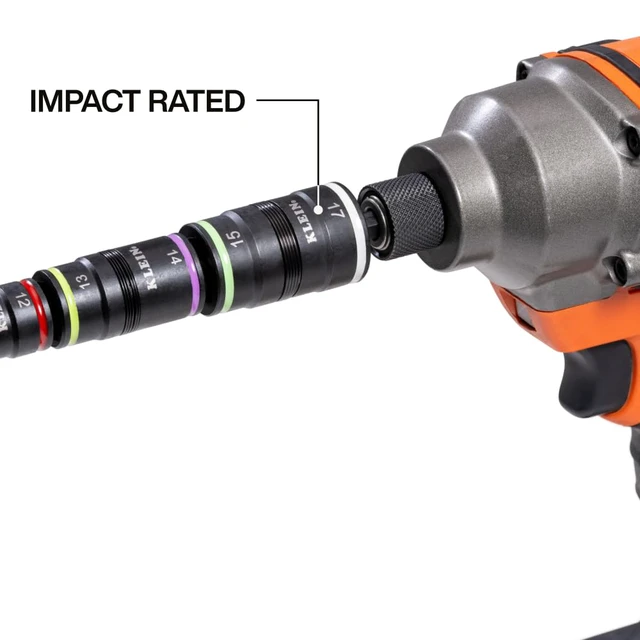 Alt view image 5 of 5 - 32934M Impact Driver, 8-in-1 Metric Socket Set, 4 Flip Sockets with 7, 8, 10, 12, 13, 14, 15 and 17mm Nut Driver Sizes, Impact Rated 6-1/2-Inch Shaft