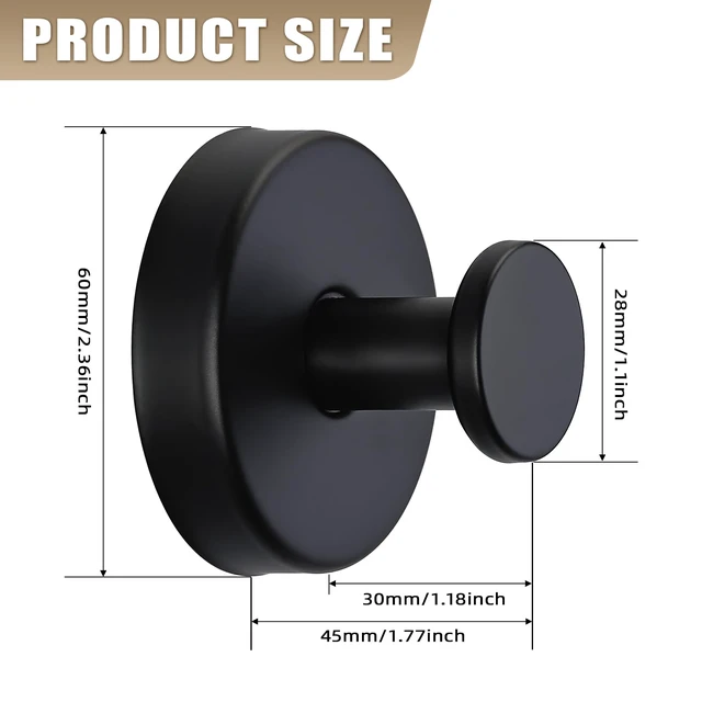 Alt view image 7 of 7 - Suction Cup Hooks for Shower No-Drill Bathroom Hooks for Towels, Robes, Loofah Mountable on Bathroom Walls, Kitchen, Glass, Mirrors, Tile and Smooth,Non-Porous Surfaces (4, Matte Black)