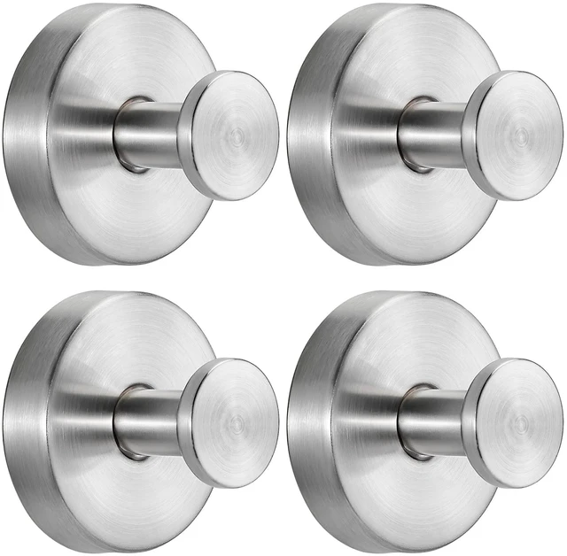 Main image of Suction Cup Hooks for Shower No-Drill Bathroom Hooks for Towels, Robes, Loofah Mountable on Bathroom Walls, Kitchen, Glass, Mirrors, Tile and Smooth,Non-Porous Surfaces (4, Brushed Nickel)